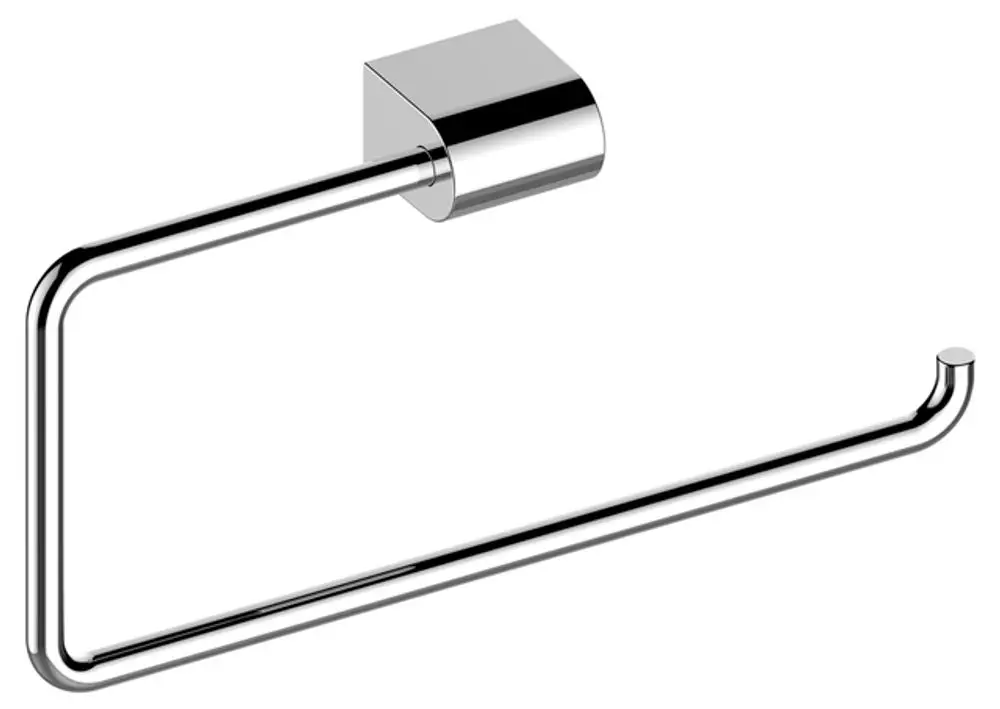 Handtuchring aus verchromtem Material von Keuco, mit einer rechteckigen Halterung und einer gebogenen Stange zur Aufhängung von Handtüchern.